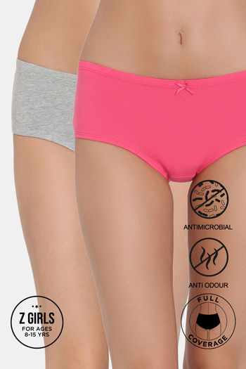 Buy Zivame Girls Anti-Microbial Medium Rise Full Coverage Hipster Panty (Pack of 2) - Assorted